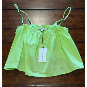 WE WORE WHAT  Ruffle Cami Top - Cotton Voile - Sharp Green, Size Medium